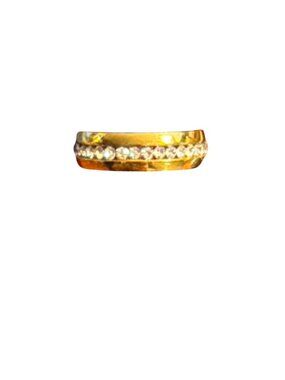 Gold Tone Crystal Rhinestone Infinity Band Ring Stainless Steel Unisex Sz 8 NWT